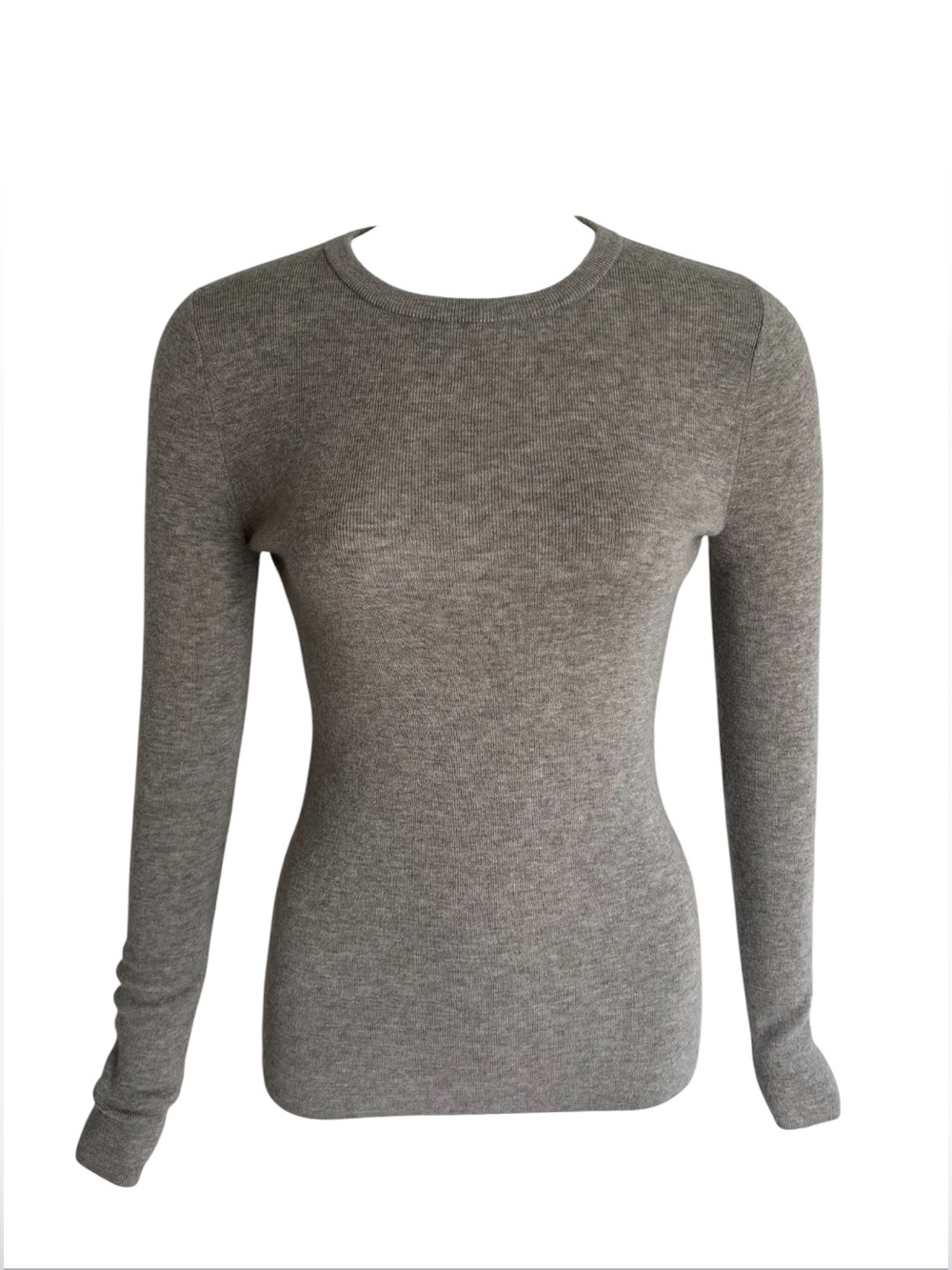 H&M Womens Premium Quality Sweater Greige Grey Cashmere Wool Jumper Top Size M - Picture 2 of 9